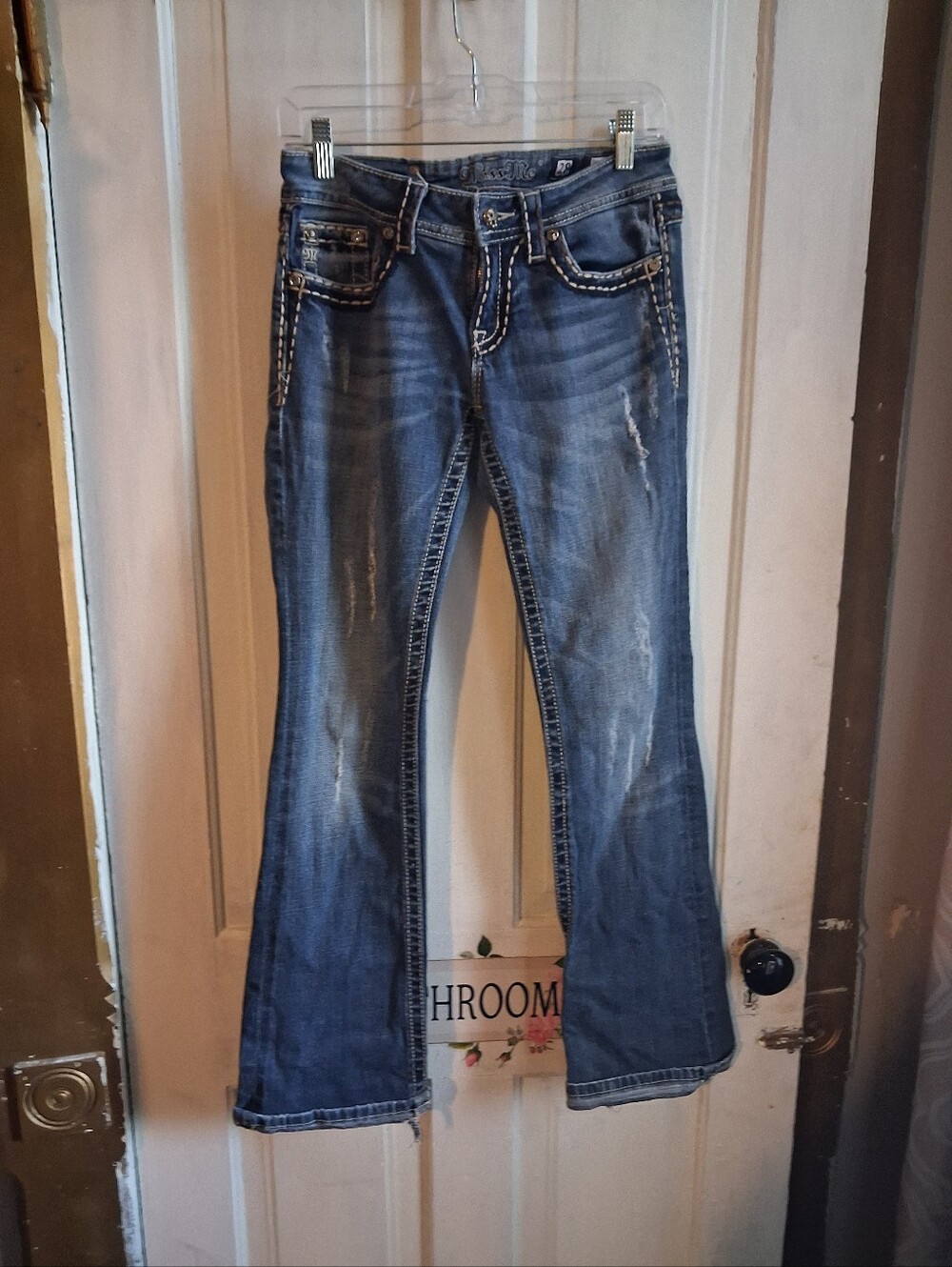 Miss Me - Women's Boot Cut Jeans in Faded Blue Wash - Size 28" W